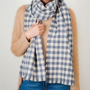 Blue and White Checkered Scarf